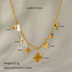 Collier Pendentif Étanche En Acier Inoxydable Couleur Or (1 Pièce) h5 