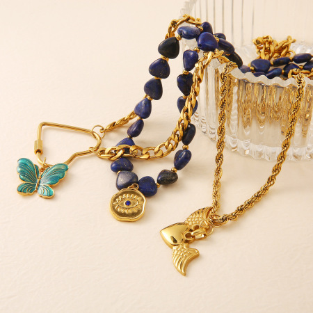 Collier de perles en pierres naturelles couleur or, style rétro, 1 pièce