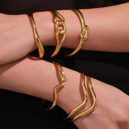 Bracelet minimaliste pour femme, forme irrégulière, en acier inoxydable, étanche, couleur or (1 pièce)