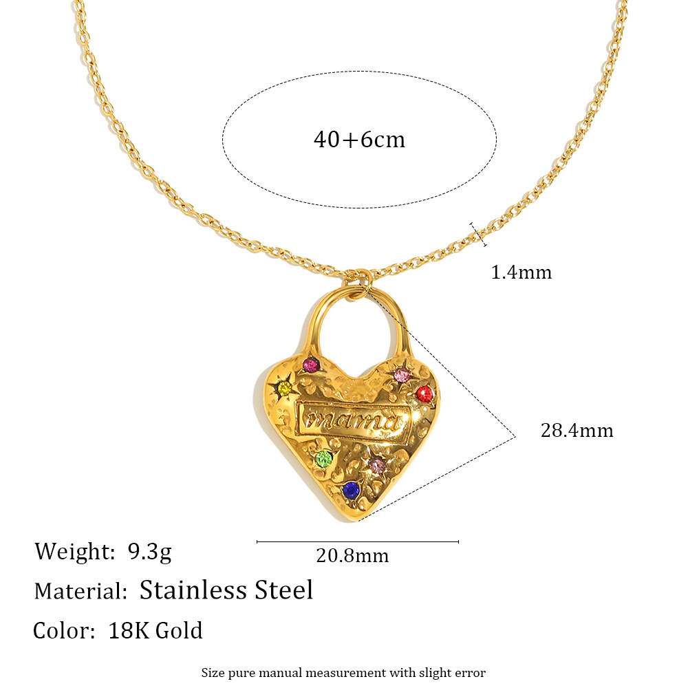 Collier Pendentif Femme Étanche En Acier Inoxydable, Motif Cœur Classique, Collection Simple Series (1 Pièce) Image2