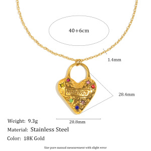 Collier Pendentif Femme Étanche En Acier Inoxydable, Motif Cœur Classique, Collection Simple Series (1 Pièce) h5 Image2