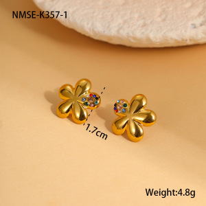 1 Paire De Boucles D'Oreilles Puces En Acier Inoxydable Imperméables À Motif Floral Doux h5 