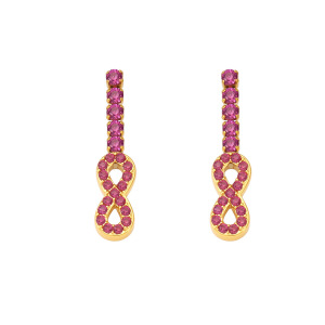 1 Paire De Boucles D'Oreilles Puces Luxueuses En Forme D'Infini, En Acier Inoxydable Étanche, Couleur Or, Avec Zircon. h5