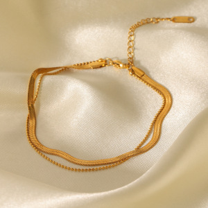 Bracelet De Cheville Simple, Étanche, Couleur Or, En Acier Inoxydable Uni, 1 Pièce, Collection Quotidienne h5 Image3