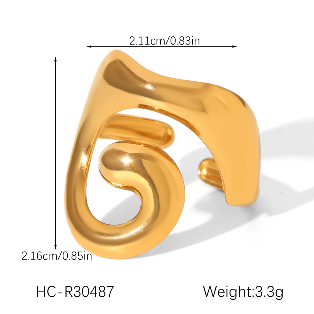 Bague Simple Et Élégante Au Quotidien, En Acier Inoxydable Imperméable, De Forme Irrégulière. h5Image2