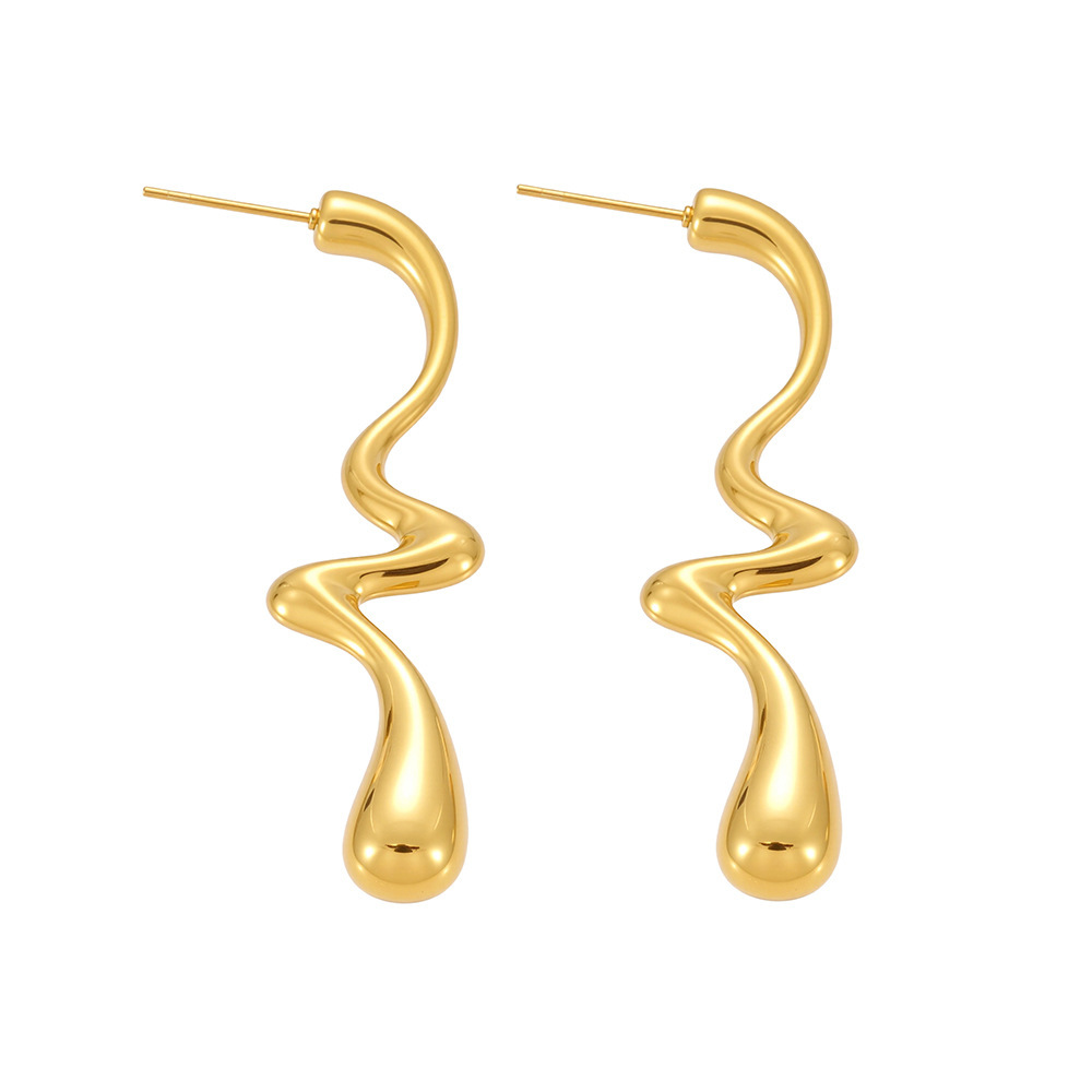 Boucles D'Oreilles Pendantes Pour Femme, En Acier Inoxydable Doré, Imperméables, De Forme Irrégulière, À Porter Au Quotidien (1 Paire). 