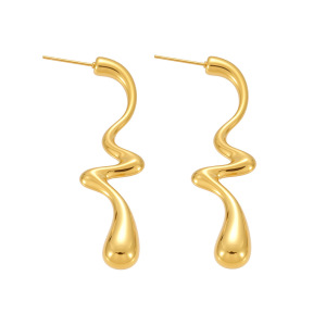 Boucles D'Oreilles Pendantes Pour Femme, En Acier Inoxydable Doré, Imperméables, De Forme Irrégulière, À Porter Au Quotidien (1 Paire). h5 