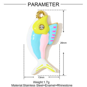 Pendentif Femme En Acier Inoxydable Étanche, Motif Poisson Glamour (1 Pièce) h5 Image2