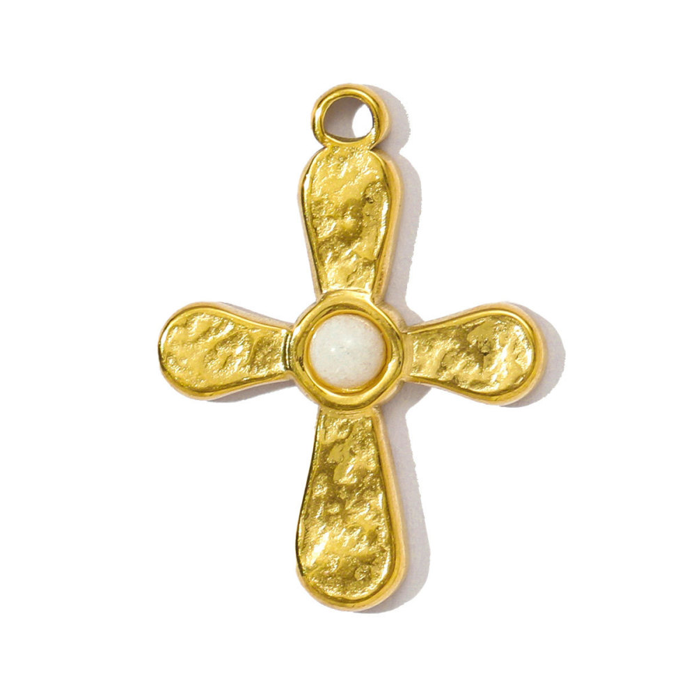 Pendentif Élégant En Pierre Naturelle Pour Femme, 1 Pièce, Croix 