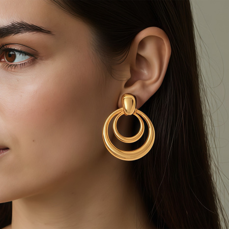 Boucles d'oreilles puces simples rondes en acier inoxydable étanche couleur or pour femme (1 paire) 2