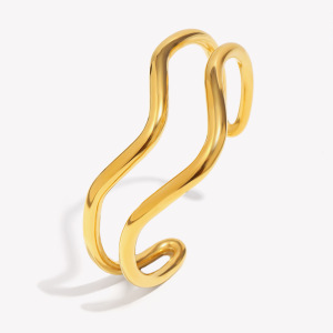 Bracelet Jonc Étanche En Acier Inoxydable Pour Femme, Collection Simple Series Daily Lines (1 Pièce) h5 Image4