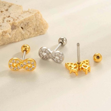 Boucles d'oreilles percées chics en forme de papillon, couleur cuivre et or, zircone, pour femme, 1 pièce 2