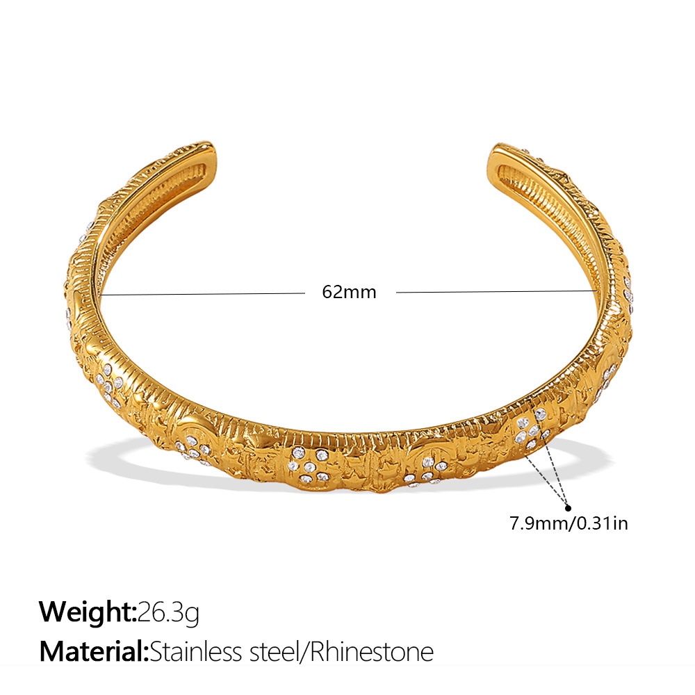 Bracelet Manchette Rétro Étanche En Acier Inoxydable (1 Pièce) h5Image2