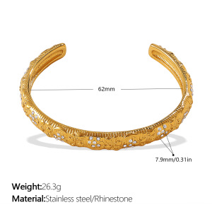 Bracelet Manchette Rétro Étanche En Acier Inoxydable (1 Pièce) h5 Image2