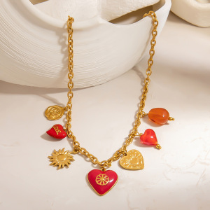 Collier Pendentif Femme En Acier Inoxydable Doré, Motif Cœur, Étanche (1 Pièce) h5 Image5
