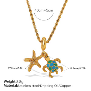 Collier Pendentif Étanche En Acier Inoxydable Couleur Or (1 Pièce) h5 