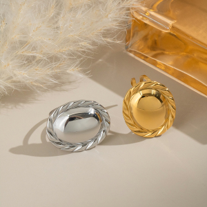 Bague Tendance En Acier Inoxydable Doré, Forme Simple Et Irrégulière (1 Pièce), Étanche. h5 Image2