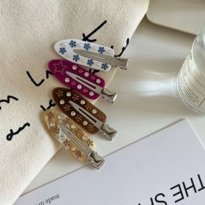 1 Paire De Pinces À Cheveux En Acétate Pour Femme, Série Simple, Motif Floral Mignon h5 Image4