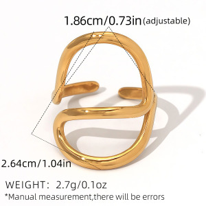 Bague Tendance Décontractée De Forme Irrégulière En Acier Inoxydable, Couleur Or, Étanche. h5 Image2