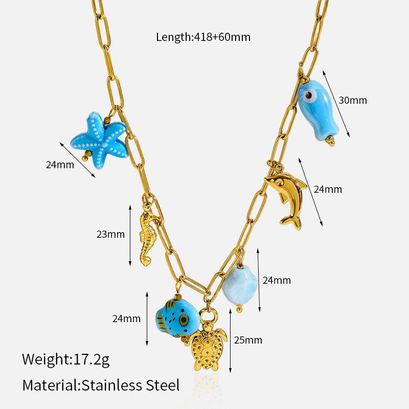 Collier Pendentif En Acier Inoxydable Doré, Étanche, En Forme De Coquillage