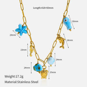 Collier Pendentif En Acier Inoxydable Doré, Étanche, En Forme De Coquillage h5