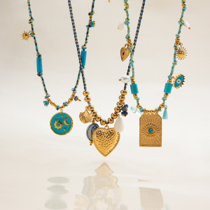 Collier Pendentif Classique Pour Femme En Acier Inoxydable, Couleur Or, Orné D'Un Motif Calaïte Et D'Un Tarot. h5 Image5