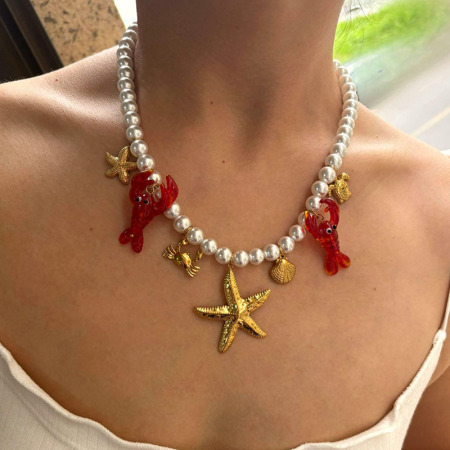 Collier de perles de homard émaillé 1 pièce