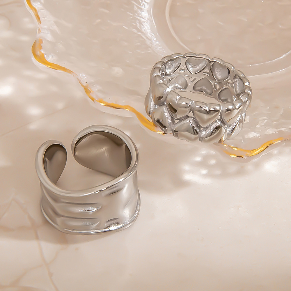 Bague Simple Et Décontractée En Acier Inoxydable De Forme Irrégulière Image4