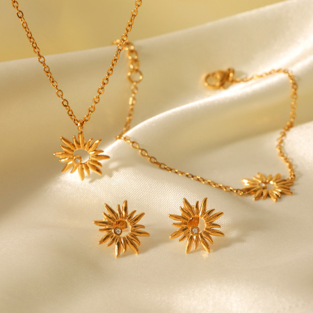 Ensemble de 1 collier pour femme Simple Series Daily Flower en acier inoxydable étanche
