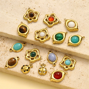 Pendentif Classique En Pierre Naturelle Couleur Or Pour Femme, 1 Pièce h5 Image4