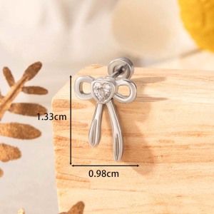 1 Paire De Boucles D'Oreilles À Tige En Acier Titane Sans Placage, Motif Nœud Papillon, Série Simple, Pour Femme, Zircone Cubique h5 Image2