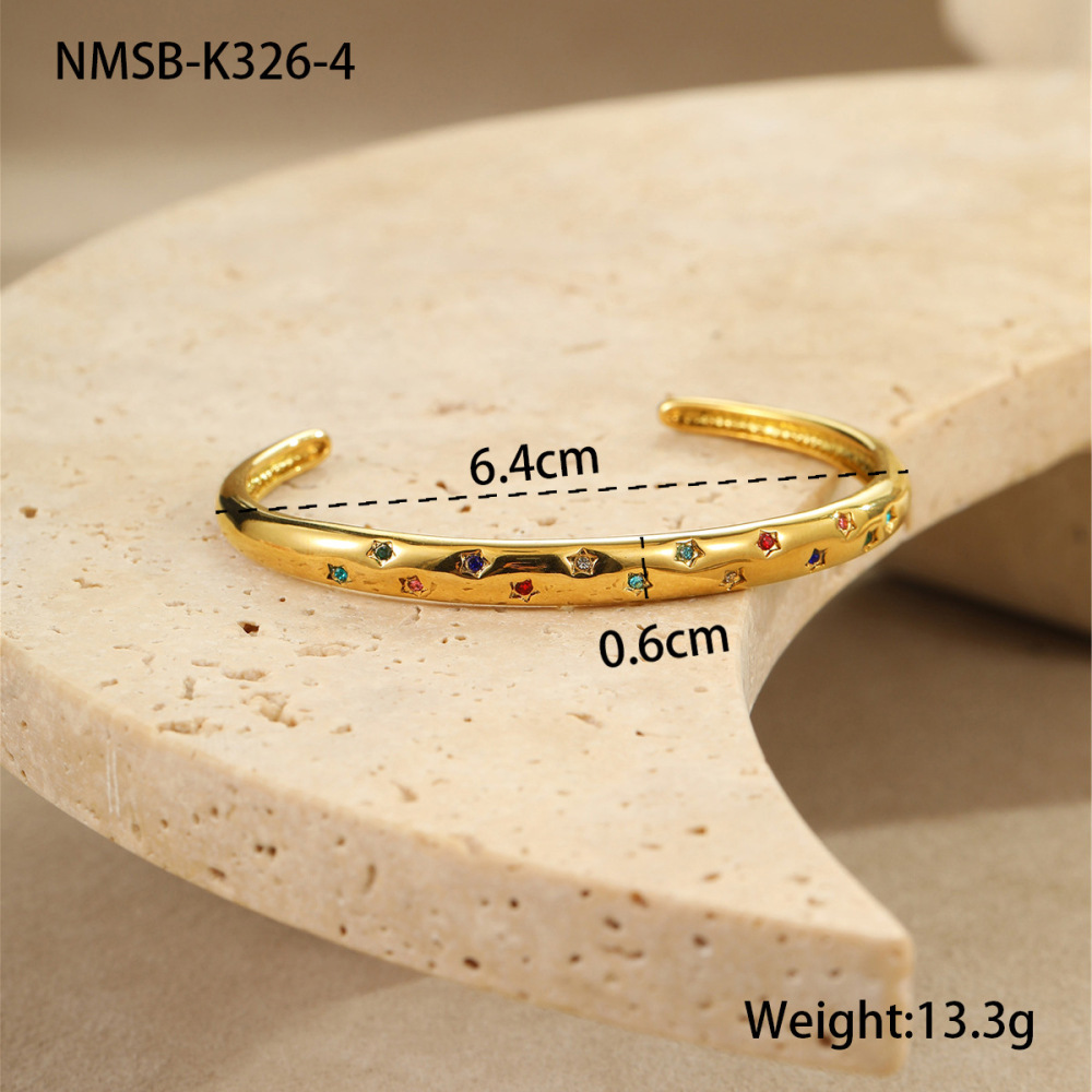 Bracelet Manchette Étanche En Acier Inoxydable Couleur Or (1 Pièce) 