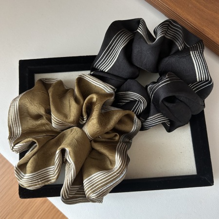 1 chouchou pour femme en tissu à rayures rétro, série simple