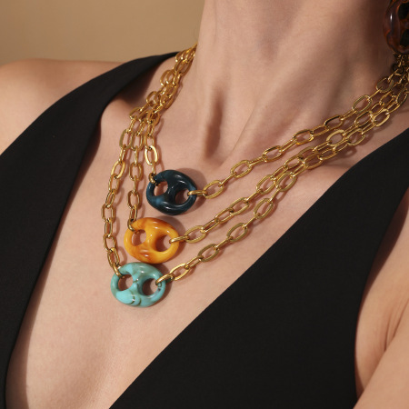 Collier pendentif femme chic et élégant, de forme irrégulière, en acier inoxydable, étanche, couleur or (1 pièce) 2