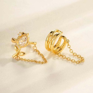 Boucle D'Oreille À Clip En Forme De Nœud Papillon En Cuivre Doré Et Zircon h5 Image3