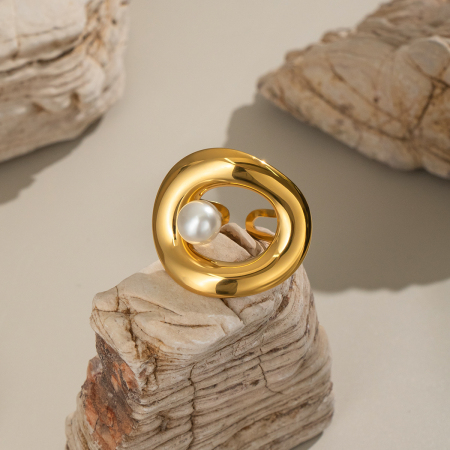 Bague tendance décontractée style tortue en acier inoxydable, 1 pièce, collection Simple, étanche 2