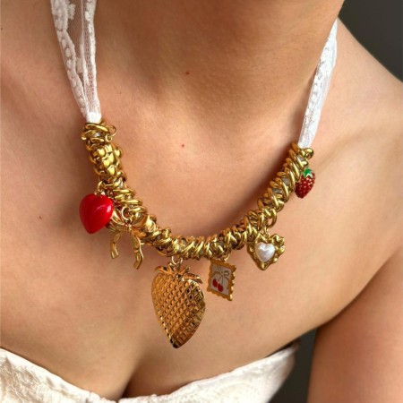 Collier pendentif cœur en acier inoxydable étanche couleur or (1 pièce) 2