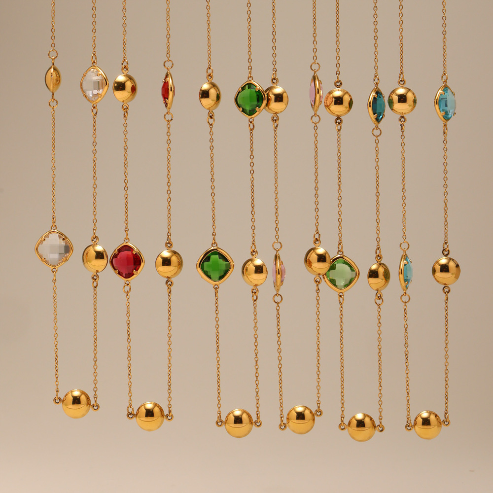 Collier Pendentif Rétro Rectangulaire En Acier Inoxydable Étanche Couleur Or Pour Femme (1 Pièce) h5Image3