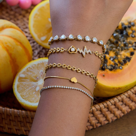 Ensemble de bijoux pour femme Sweet Heart en acier inoxydable étanche couleur or (1 pièce)