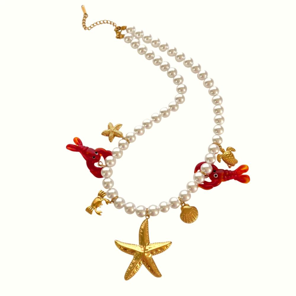 Collier De Perles De Homard Émaillé 1 Pièce 