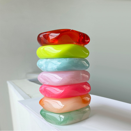 Bracelets pour femmes en acrylique, forme irrégulière et dégradé de couleurs, collection romantique 2