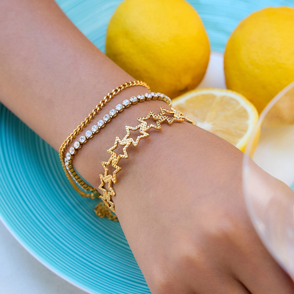 Bracelet Classique En Acier Inoxydable, Couleur Or, Pour Femme (1 Pièce) Image3