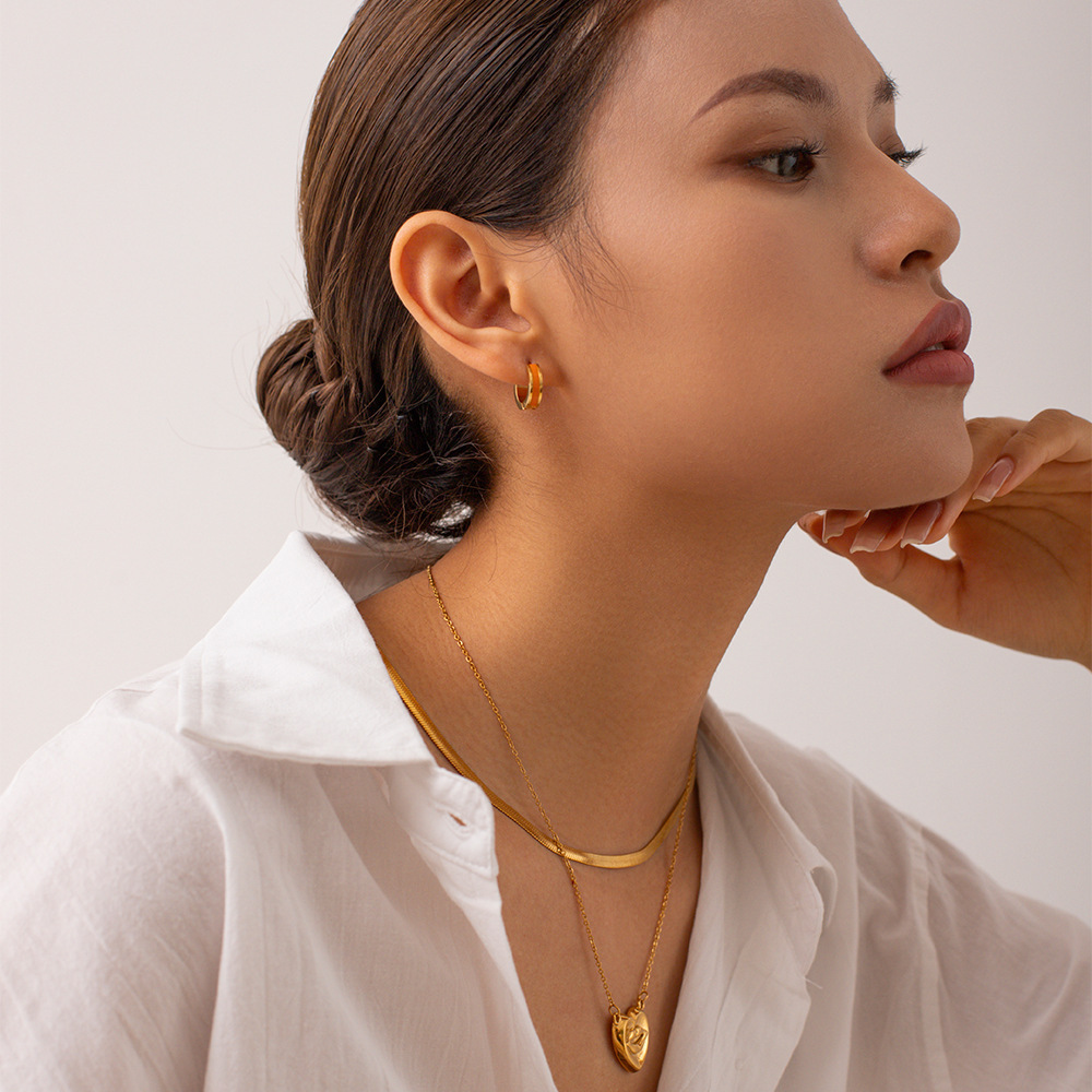 1 Paire De Boucles D'Oreilles Créoles Colorées En Acier Inoxydable Pour Femme Image5