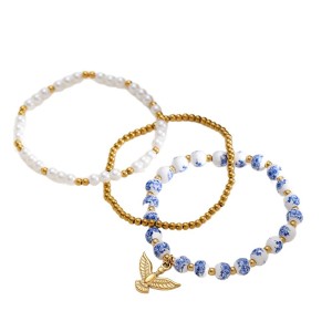 Bracelet De Perles Classique Et Élégant En Céramique Couleur Or Pour Femme, 1 Pièce h5 Image5
