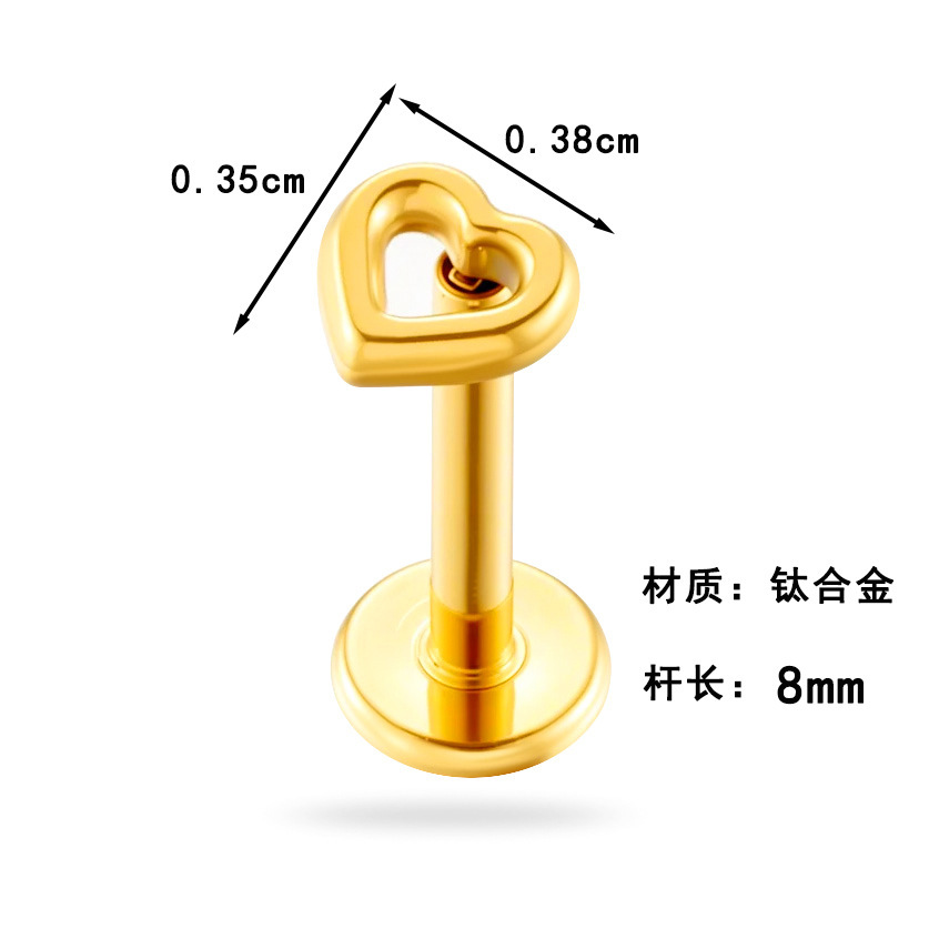 Boucle D'Oreille Piercing En Alliage De Titane Couleur Or En Forme De Cœur Image2