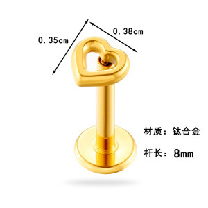 Boucle D'Oreille Piercing En Alliage De Titane Couleur Or En Forme De Cœur h5 Image2