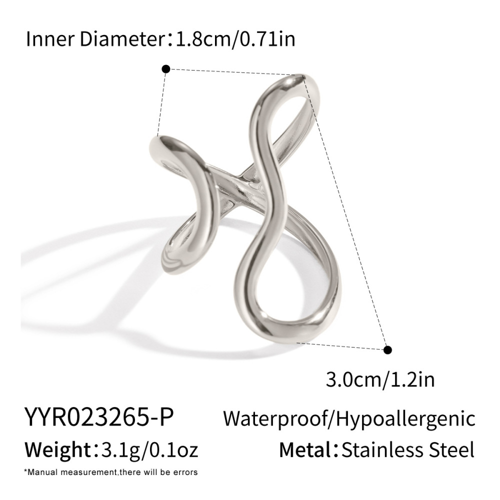Bagues De Déclaration En Acier Inoxydable De Forme Irrégulière Décontractée De La Série Simple 1 Pièce