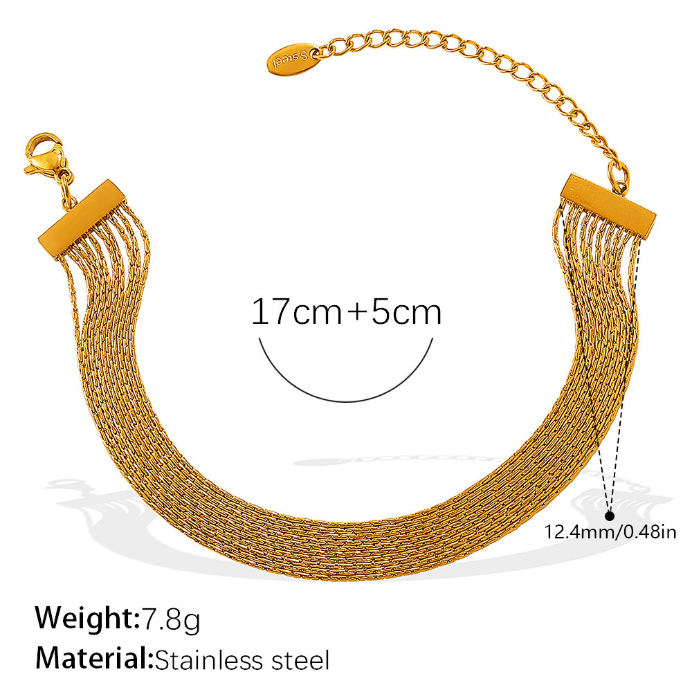 Ensemble Collier Et Chaîne En Acier Inoxydable Étanche Couleur Or 
