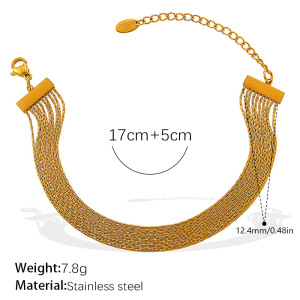 Ensemble Collier Et Chaîne En Acier Inoxydable Étanche Couleur Or h5 