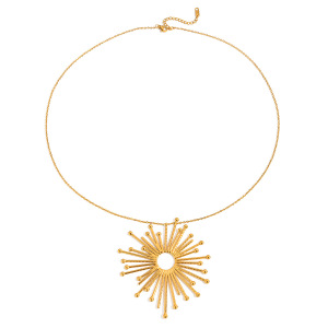 Collier Pendentif Femme Glamorous Sun En Acier Inoxydable Étanche Couleur Or (1 Pièce) h5 Image6